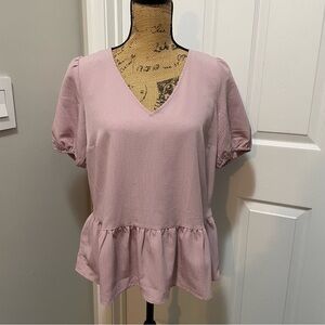 Nine West Mauve Peplum Top